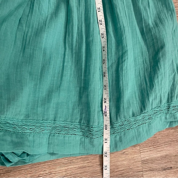 Free People Seashell Skort Romper Women’s Med Green Cotton Oversized Boho Gauzy - Picture 9 of 10